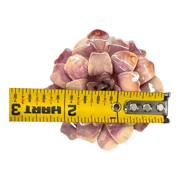 3D Enameled Layered Pink Swirl Flower Carnation Vintage Gold Flower Brooch Pin - Picture 4 of 5